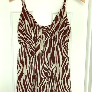 Zebra stripped silk tank top
